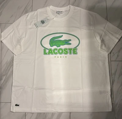 Lacoste Men's Croc Logo T-Shirt White Green New - Image 1 of 3
