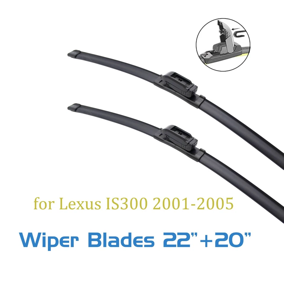 2,For Lexus IS300 2001-2005 Windshield Wiper Blades 22 20 Front J-hook - Image 1 of 4