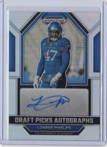 Tarjeta LONNIE PHELPS NCAA Kansas 2023 Panini Prizm Draft Silver RC Auto #DPA-LOP - Imagen 1 de 2