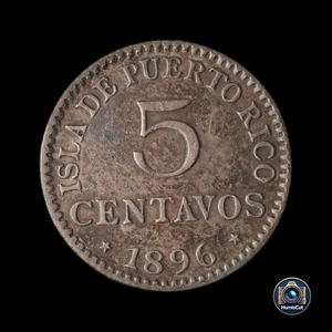 Puerto Rico - 5 Centavos - 1896 - Silver - Picture 1 of 4
