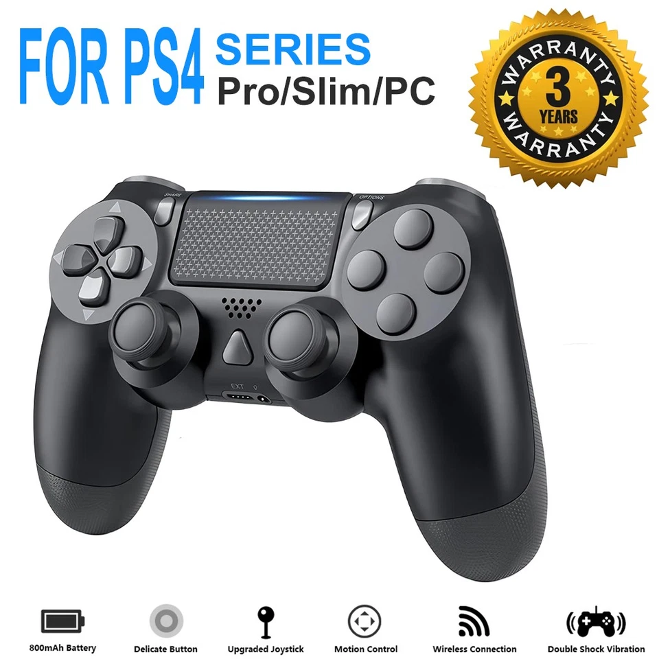 Controlador Inalámbrico Bluetooth Gamepad para PlayStation4 PS4 Pro/Slim/PC Negro Foto 1 de 4