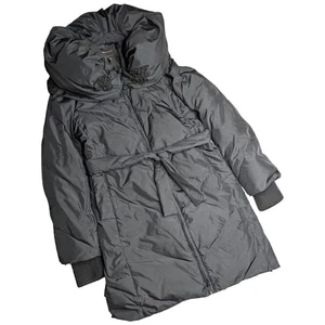 BCBG Max Azria Black Quilted Down Insulated Floral Cowl Neck Puffer Coat M - Picture 1 of 5