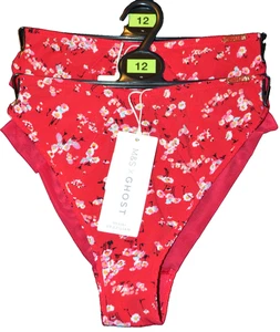 LADIES M&S X GHOST MIAMI BRAZILIAN KNICKERS 2 PACK SIZE 12 RED MIX - NEW - Picture 1 of 4
