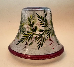 Yankee Candle Large Crackle Glass Holly Berry Pine Jar Shade / Winter Decor - Bild 1 von 5