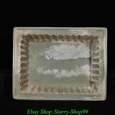 7"Old Song Dynasty Ru Kiln Porcelain Fengshui Pattern Long shape Tray Dish Plate - Image 1 of 4