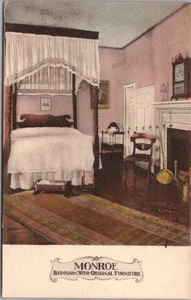 Charlottesville, VA Hand-Colored Postcard ASH LAWN James Madison Bedroom View - Picture 1 of 2