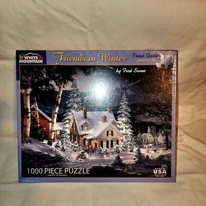 WHITE MOUNTAIN Friends In Winter Jigsaw Puzzle 1000pcs House Snow Trees Dogs NEW - Picture 1 of 4