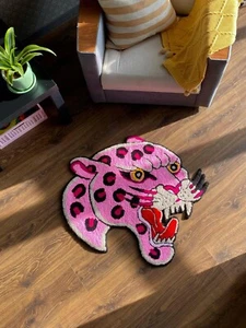 Alfombra de lana hecha a mano Pink Panther para sala de estar del hogar - Imagen 1 de 7