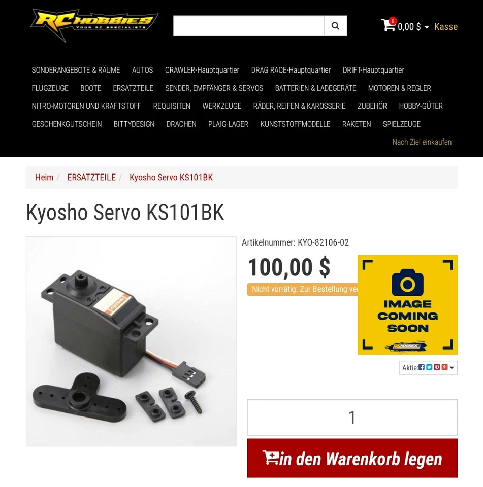Kyosho Servo KS 101 BK RC-MODELLBAU AUTOs (Für Sammler & Kenner) GEBRAUCHT  - Bild 1 von 1