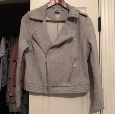 Raro Adidas Originales Moto Chaqueta Gris M Motociclista Gris Motocicleta Sudadera SST M Foto 1 de 4