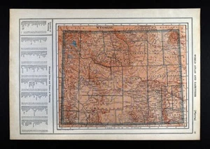 1919 Poates Map Wyoming Cheyenne Casper Cody Basin Yellowstone National Park WY - Picture 1 of 4