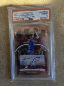 2022-23 Crown Royale MarJon Beauchamp Pink Crown RC Auto #/49 PSA 10 - Picture 1 of 2