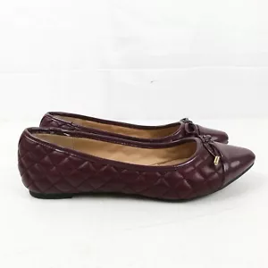 Report Quilted Flats with Bow Women Size 8 Burgundy Wine Faux Leather Shoes - Picture 1 of 8