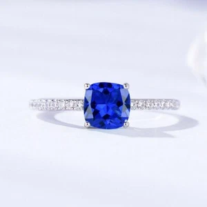 Damen Ring Saphir & Zirkon Steine 925 Silberring Silber Silberring Geschenkidee. - Bild 1 von 12