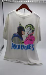 T-shirt vintage 1989 Arch Enemies Batman v Joker taglia XL bianca DC Comics anni '80 SÌ - Foto 1 di 11