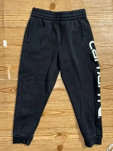 Carhartt Black Fleece Jogger Sweatpants White Spell Out Boys Size Small (8-10) - Picture 1 of 11