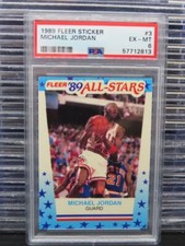 1989-90 Fleer Sticker Michael Jordan All Star #3 PSA 6 Bulls