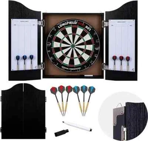 Professional Darts Set Cabinet + 2 Sets Of Darts + Dartboard + Chalk - Picture 1 of 4