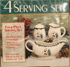 let it snow 4 serving set ,gravyboat with saucer ,covered sug