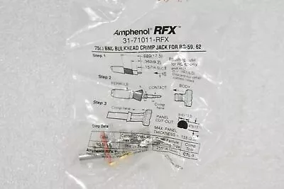 AMPHENOL 31-71011-RFX RF CONNECTORS/COAXIAL CONNECTORS BULKHEAD CRIMP JACK (8EA) - Image 1 of 3