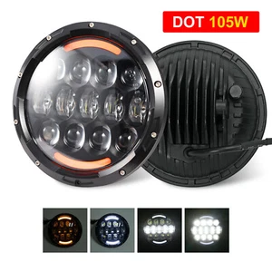 7 inch Round LED Headlight Halo Angle Eyes For Jeep Wrangler JK LJ TJ CJ 1997-18 - Picture 1 of 12