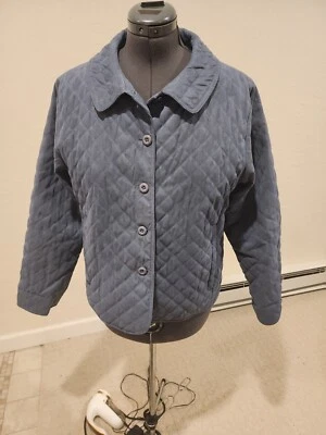 Jacket Cabelas Quilted Blue Women's Large Button-Up Collared Long Sleeve - Image 1 of 4