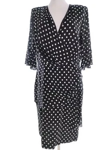 Floryday T. XL Negro Midi Vestido cruzado Manga 3/4 Lunares - Imagen 1 de 5