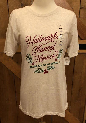 NWT Hallmark Channel Movies Gray Short Sleeve Holiday Shirt Size Small Unisex - Изображение 1 из 4
