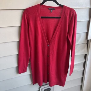 Eileen Fisher Womens Wool Long Cardigan Size Small Red Holiday Office Career - Picture 1 of 7