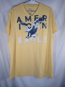 American Eagle V-neck Tee Yellow Size XXL Athletic Fit New With Sticker Logo - Picture 1 of 6