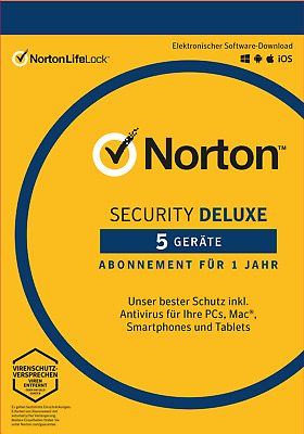 NORTON Security Deluxe 2022 5 Geräte 5 PC/Mac/Android 2023 Internet Security KEY • 9.40€