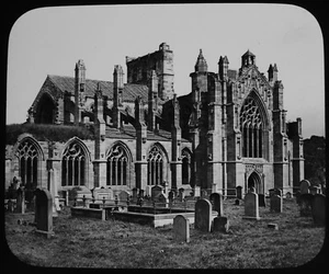 MELROSE ABBEY UM 1890 ALTE FOTOGRAFIE Magische Laterne Dia SCHOTTLAND - Bild 1 von 3