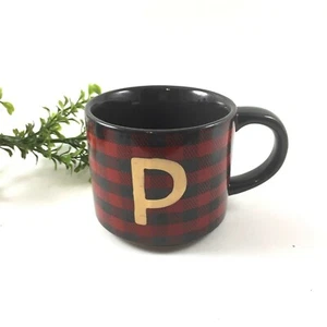 Monogram P Coffee Mug Red Black Plaid by Threshold 12 oz - Picture 1 of 4