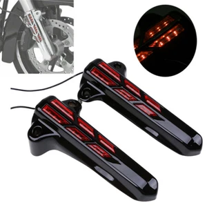 LED Light Front Lower Fork Lower Leg Cover Fit For Harley Davidson FLHT FLHX - Picture 1 of 7