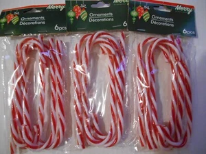 18 adornos vintage de bastón de caramelo rojo y blanco de Navidad de plástico duro/acrílico 7" - Imagen 1 de 4