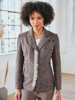Blazer grau 40 linea TESINI Damen Blazer mit Applikationen UVP: 99,99€ A192 - Bild 1 von 3