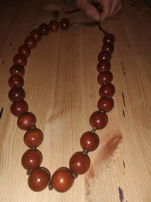 Collar de cuentas de madera grueso rojo grande 36"L Foto 1 de 3