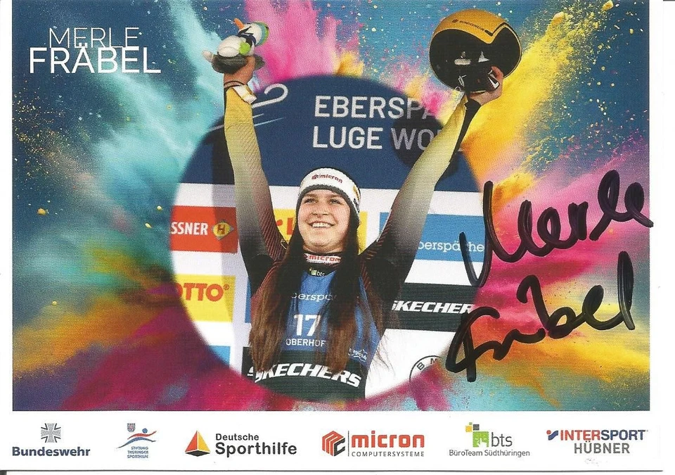 MERLE FRÄBEL (GER) - RODELN; Olympiasieger; Weltmeister;Originalautogramm - Bild 1 von 1