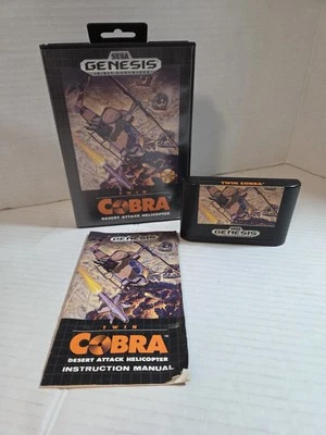Helicóptero Twin Cobra Desert Attack Sega Genesis 1991 estuche y manual probado Foto 1 de 4