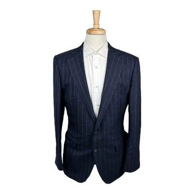 Abrigo deportivo de lana Suit Supply Lazio azul marrón a rayas Vitale Barberis talla 46R como nuevo Foto 1 de 4