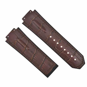 28MM LEATHER RUBBER STRAP FOR 48MM HUBLOT BIG BANG CERAMIC F1 KING POWER BROWN - Picture 1 of 5