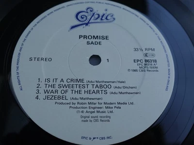 Sade PROMISE 1985 UK LP 1st Press PLAYS MINT HEAR - Image 1 of 4