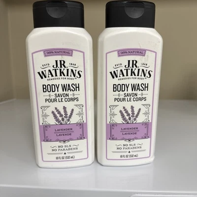Paquete de 2 remedios de lavado corporal J.R. Watkins lavanda sin parabenos 18 oz Foto 1 de 2