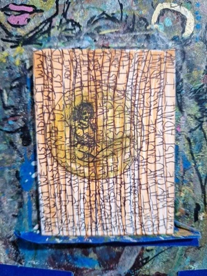 Mujer en una burbuja ACEO ATC ROBLE ORIGINAL 3,5 x 2,5 pulgadas Foto 1 de 4