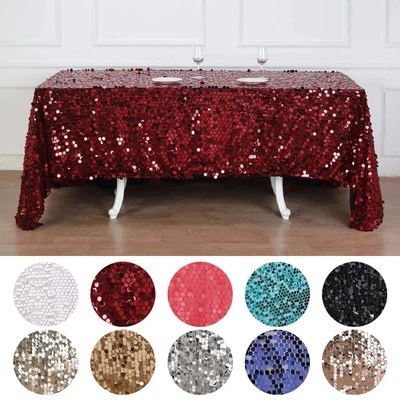 90x132" Large Payette Sequin Rectangular Tablecloth Wedding Party Dinner Linens - Image 1 of 3