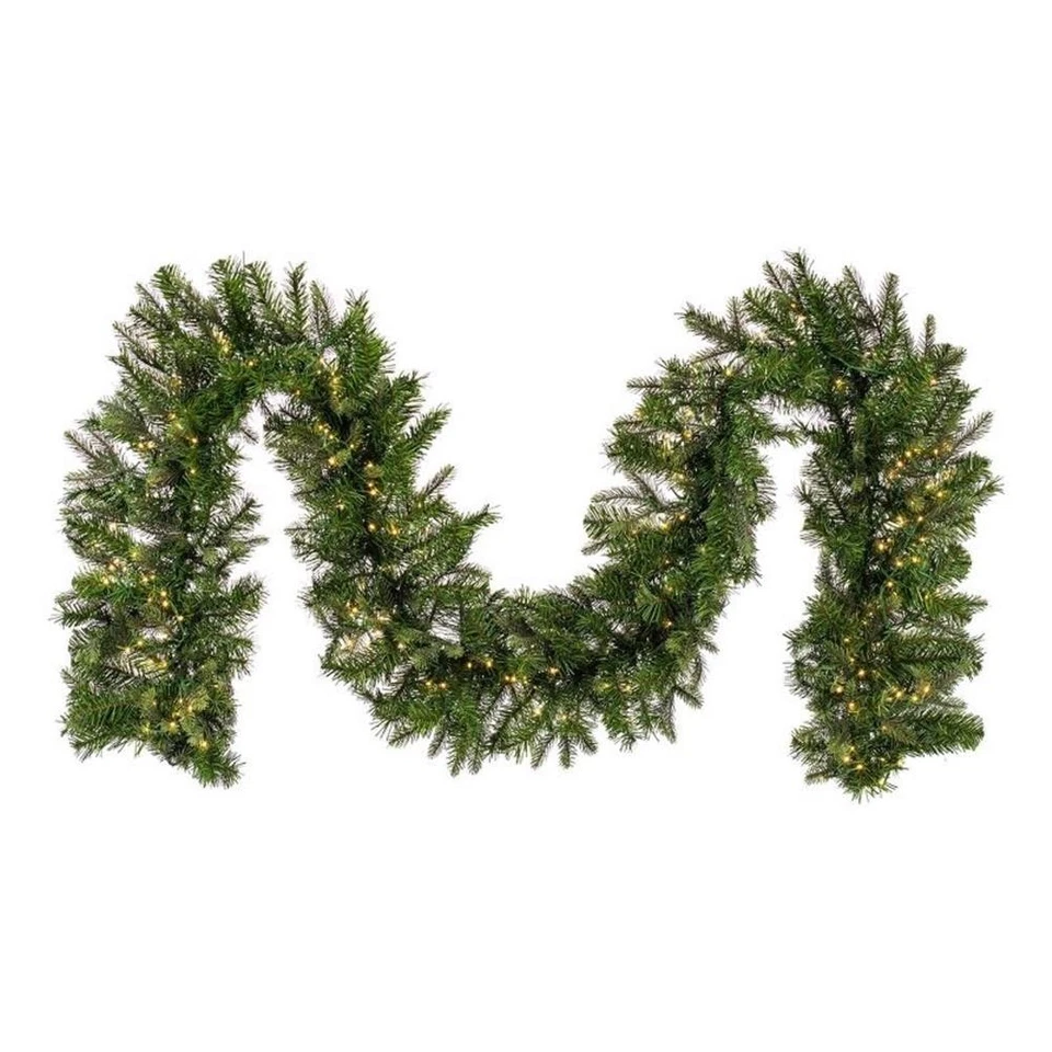 Искусственная гирлянда из пихты Дугласа Vickerman 9 футов. Теплые белые светодиодные широкоугольные лампы. - Изображение 1 из 1