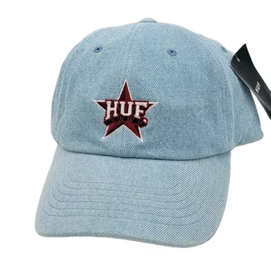 Gorra HUF Worldwide All-Star Azul Claro Denim Correa Ajuste Relajado OSFM NUEVA  Foto 1 de 4