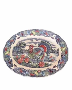 1940-1950 Vintage Turkey Platter- Home Decor Only -Rare - Crazing- Old - Picture 1 of 18