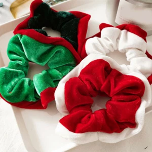 Christmas Scrunchies Velvet Ponytail Holder Elastic Hair Bands Rope Accessories - Picture 1 of 14
