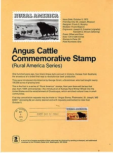 8c Angus Cattle SP334 Sc#1504 Oct 5 1973 Souvenir Page - Picture 1 of 1